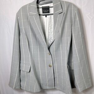 Rachel Roy Collection Gray Cream Striped Blazer Size 16W New Pockets